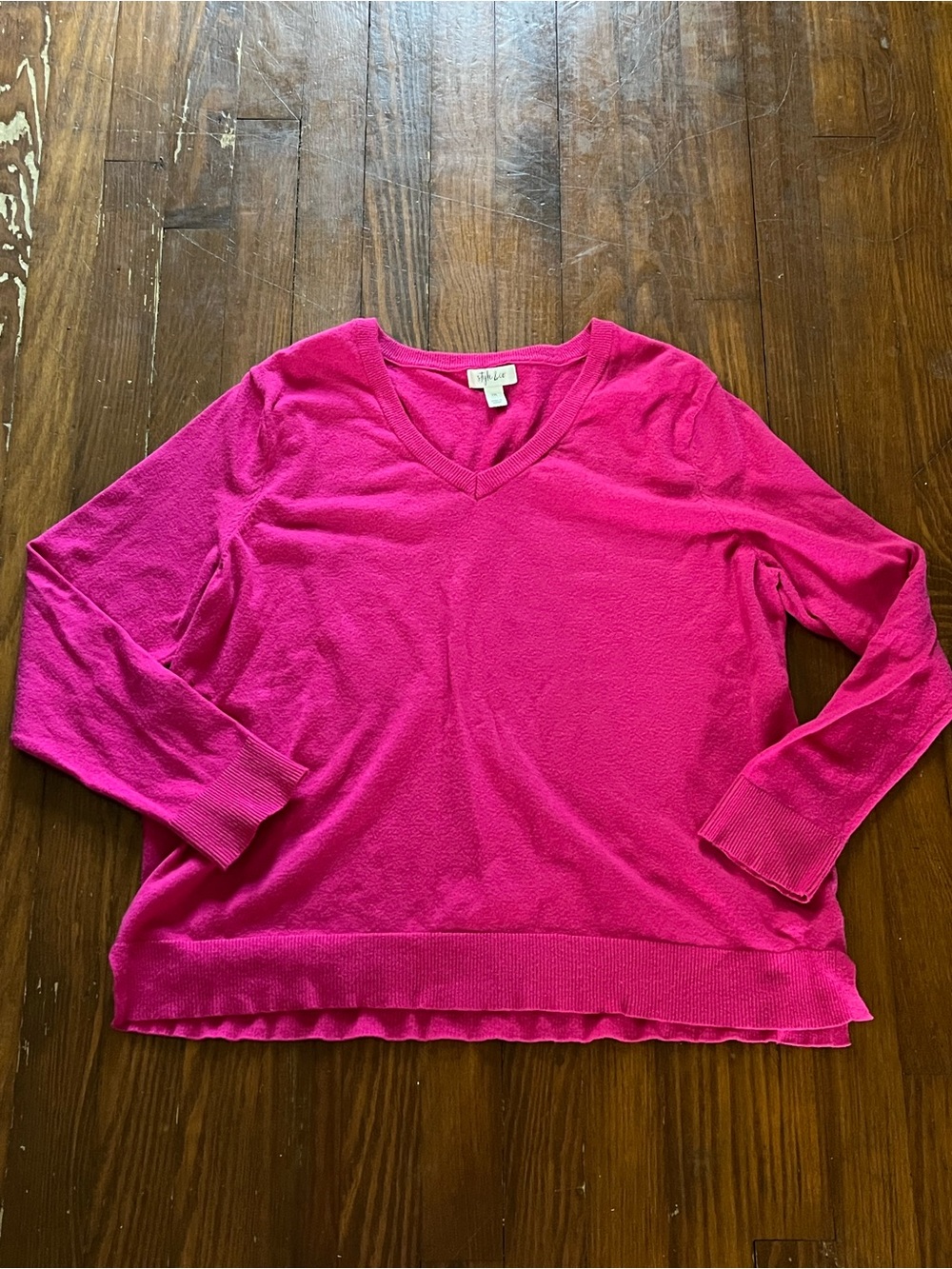 Style & Co. Bright Pink V-Neck Lightweight Sweater